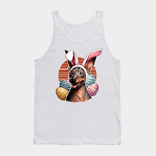 American Hairless Terrier with Bunny Ears Easter Celebration Tank Top